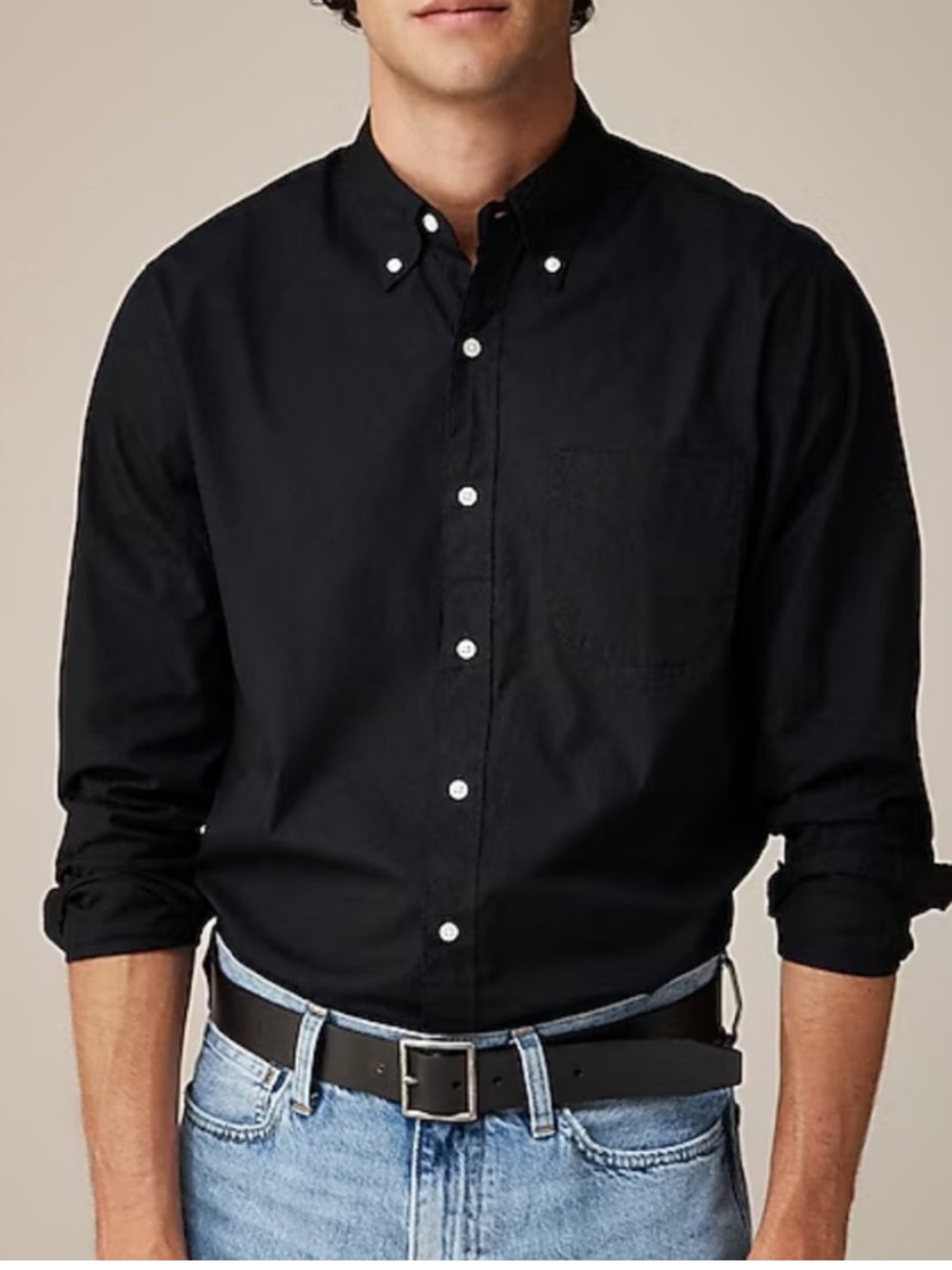J.Crew Slim Untucked Secret Wash Black Poplin Button Up Shirt